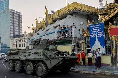 Myanmar Mass Protests Force Armoured Vehicles Deployment